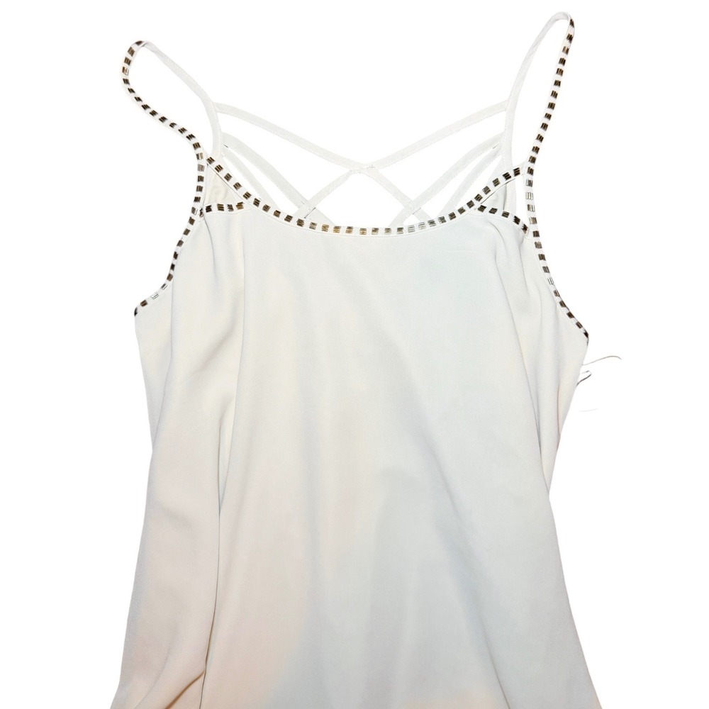White Beaded Cage Back Mini Dress Womens Size Medium Cream NWT Summer Cocktail - Picture 10 of 13